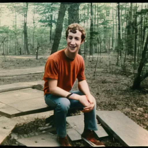 Image similar to photograph of mark zuckerberg at powder ridge rock festival, 1 9 7 0