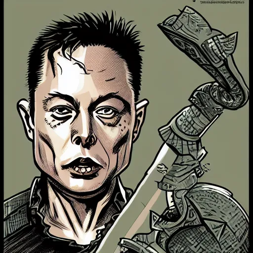 Image similar to elon musk as a ork in the lord of the rings adobe illustrator, trending on pixiv, behance