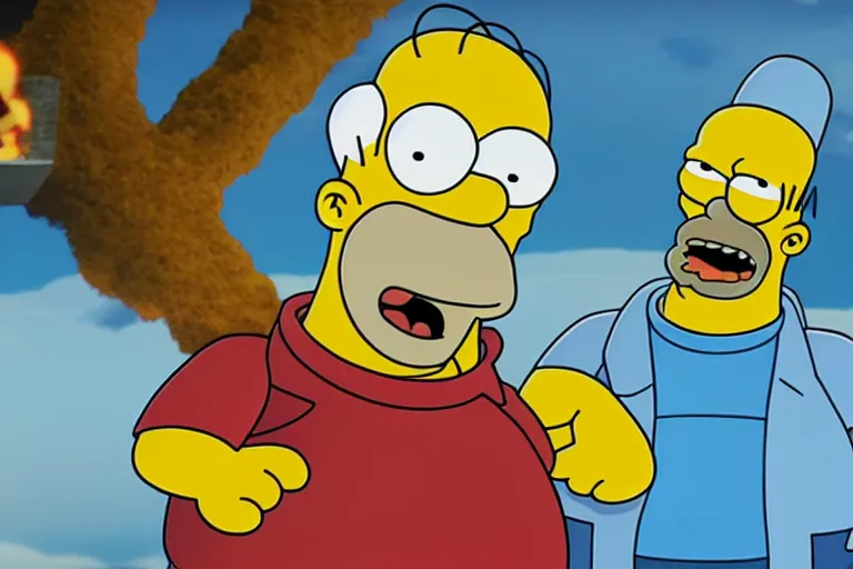 Image similar to Homer Simpson reacting to the crash of Bitcoin, CryEngine