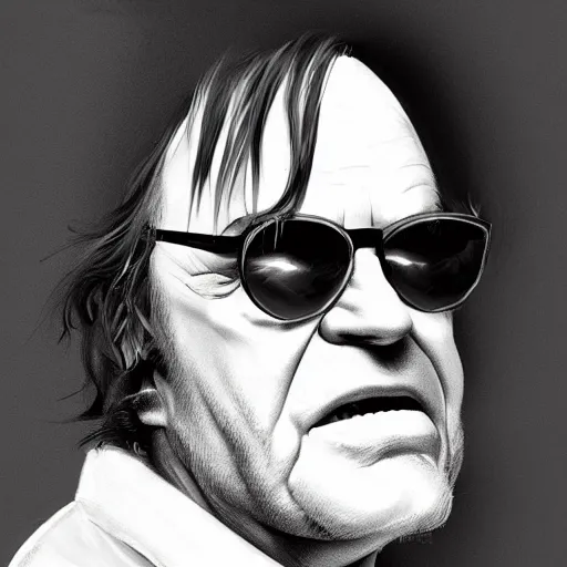 Prompt: concept art of jack nicholson wearing glasses by jama jurabaev, cinematic shot, brush hard, artstation, cgsociety, high quality, brush stroke