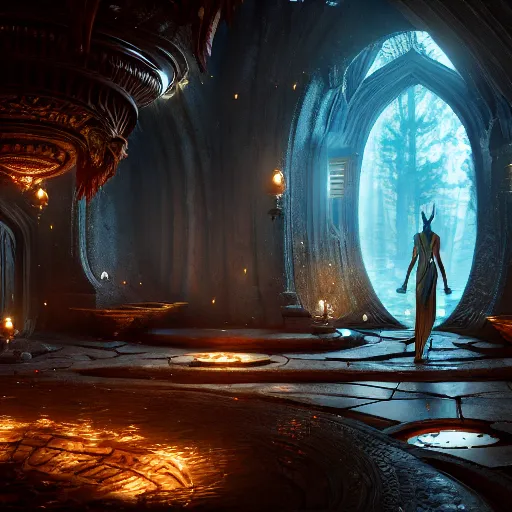 Prompt: inside a magical ethereal elven city, highly detailed, 4k, HDR, award-winning, octane render, artstation