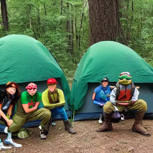 Prompt: teenage mutant ninja turtles camping in a national park