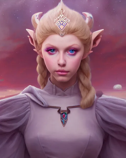 Prompt: highly detailed surreal vfx portrait of loren gray as princess zelda, stephen bliss, unreal engine, greg rutkowski, loish, rhads, beeple, makoto shinkai and lois van baarle, ilya kuvshinov, rossdraws, tom bagshaw, alphonse mucha, global illumination, detailed and intricate environment