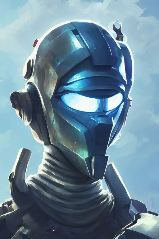 Image similar to epic mask helmet robot ninja portrait stylized as fornite style game design fanart by concept artist gervasio canda, behance hd by jesper ejsing, by rhads, makoto shinkai and lois van baarle, ilya kuvshinov, rossdraws global illumination radiating a glowing aura global illumination ray tracing hdr render in unreal engine 5