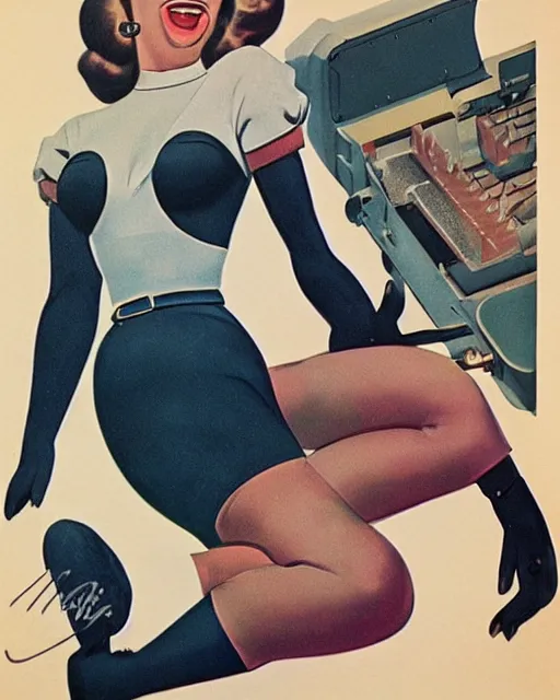 Image similar to mario, 1 9 5 0 s pinup, retro futurism