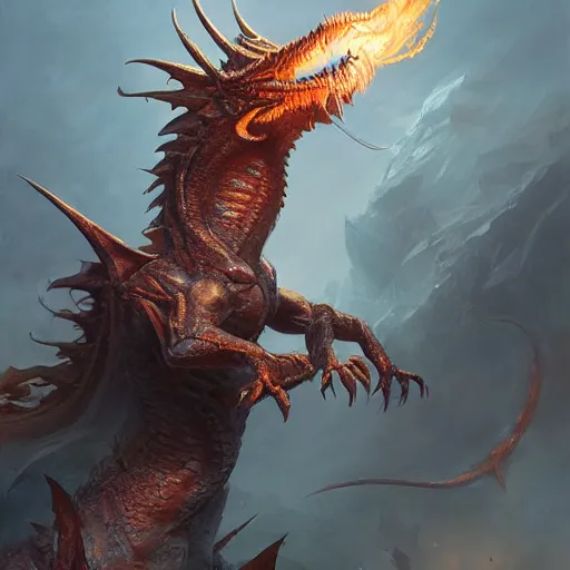 Prompt: fire breathing dragon, Leonardo, marvel, dark, intricate, highly detailed, smooth, artstation, digital illustration by Ruan Jia and Mandy Jurgens and Artgerm and Wayne Barlowe and Greg Rutkowski and Zdislav Beksinski