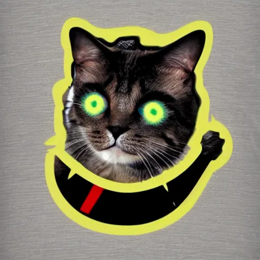 Prompt: cat with laser eyes, graphic tees