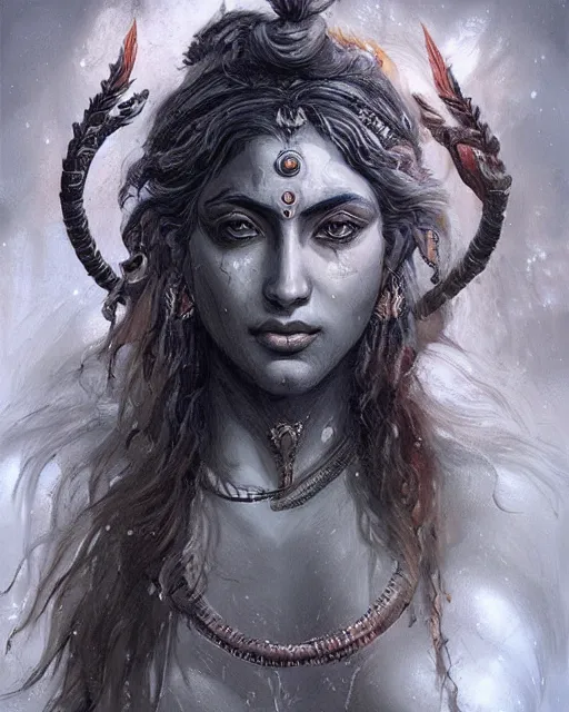 Image similar to shiva, hyper realistic face, beautiful eyes, fantasy art, in the style of greg rutkowski, intricate, hyper detailed, smooth