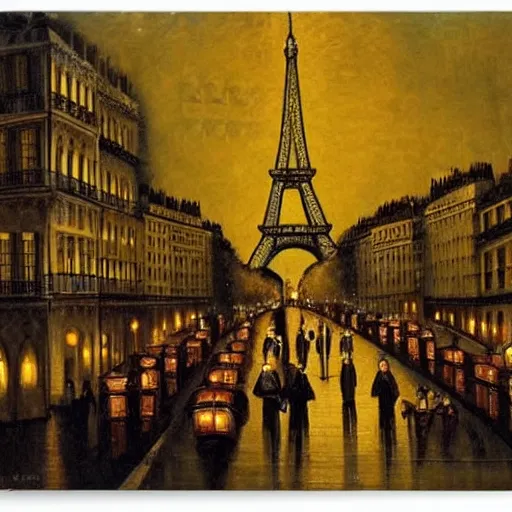 Image similar to paris in 1 9 3 0 at night, renaissance painting, ultra details