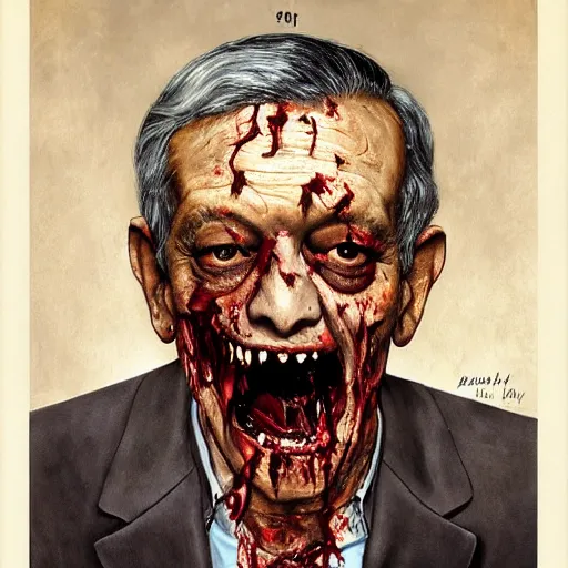 Image similar to zombie amlo by norman rockwell