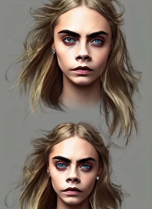 Image similar to cara delevingne as lucrezia borgia, detailed digital art, trending on Artstation