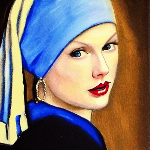 Image similar to Taylor Swift as the girl with the pearl earring