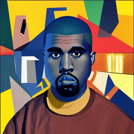 Cubism rap album cover for Kanye West DONDA 2 designed, Stable Diffusion