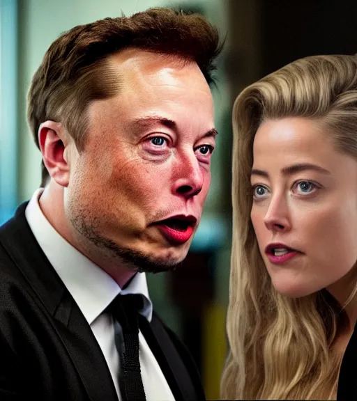 Prompt: Elon Musk arguing with Amber Heard in his office