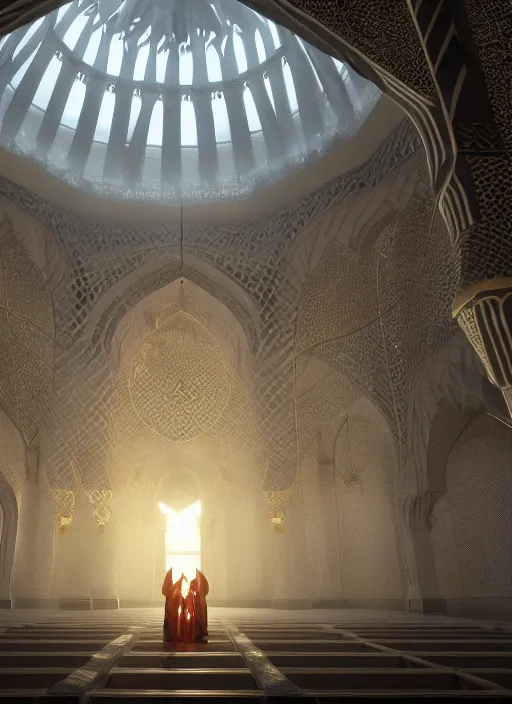 Image similar to muslim mosque, ultra detailed fantasy, elden ring, realistic, dnd character portrait, full body, dnd, rpg, lotr game design fanart by concept art, behance hd, artstation, deviantart, global illumination radiating a glowing aura global illumination ray tracing hdr render in unreal engine 5