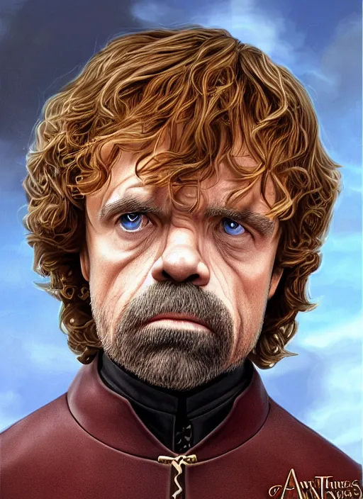 Image similar to tyrion lannister, by anne stokes and larry elmore, detailed matte painting, realistic portrait, symmetrical, highly detailed, digital painting, artstation, concept art, smooth, sharp focus, illustration, cinematic lighting, 8 k resolution