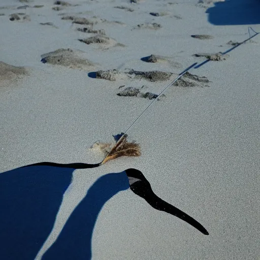 Image similar to photo of a penguin writing mathematics with a stick in the sand, sunset natural geographic, award winning