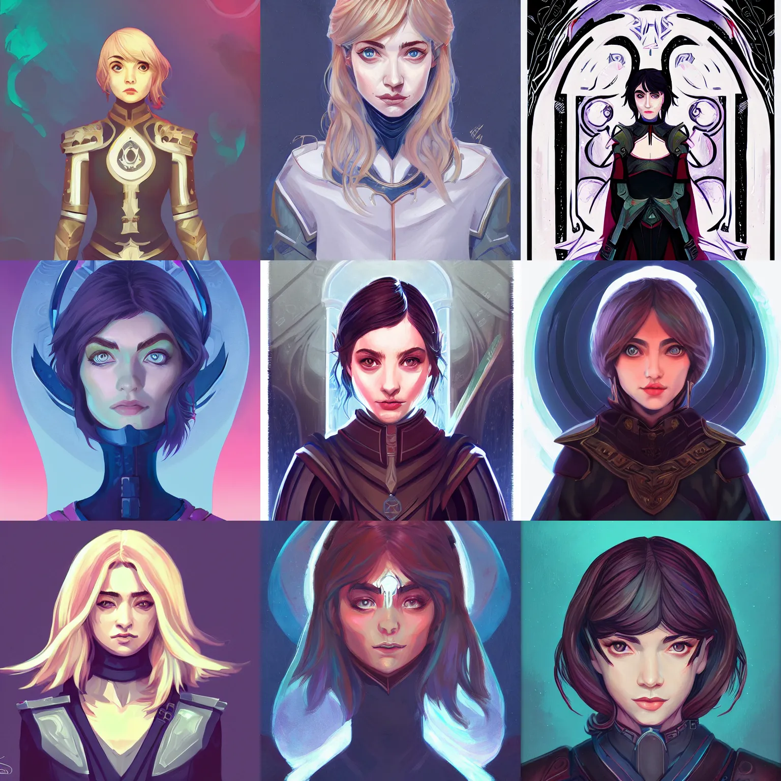Prompt: front facing symmetrical centered painted portrait, Imogen Poots as a D&D Paladin, RPG character avatar, Arcane style, by lois van baarle, ilya kuvshinov, rossdraws