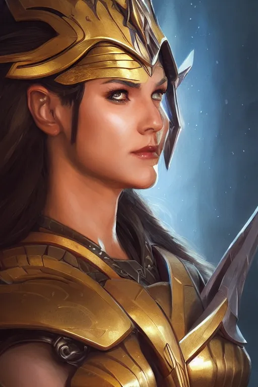 Image similar to amazon valkyrie athena, d & d, fantasy, portrait, highly detailed, headshot, digital painting, trending on artstation, concept art, sharp focus, illustration, art by artgerm and greg rutkowski and magali villeneuve