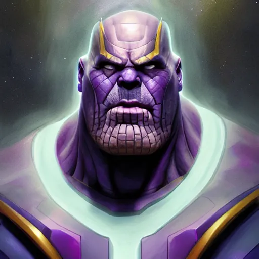 Prompt: marvel comics thanos by jessica rossier, portrait, detailed face