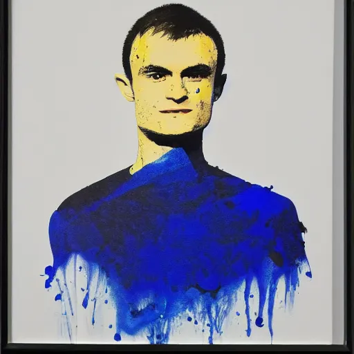 Prompt: vitalik buterin painted by yves klein