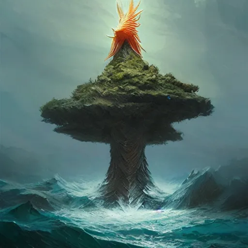 Prompt: a fish as tree, at a sea, by greg rutkowski, trending on art station, highly detailed, magic the gathering, matte painting