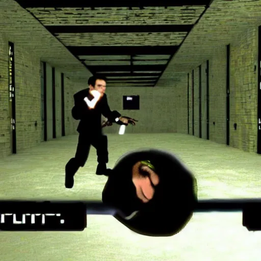 Prompt: neo fighting security. Matrix ` screenshot. Epic still.