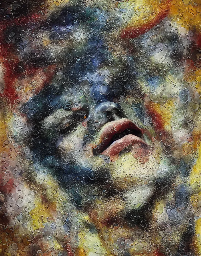 Prompt: screaming dynamism of celestial being detailed and highly reliefed analogue mixed media collage with canvas texture in style of contemporary art, punk art, photorealistic, expressionism, minimalism. masterpiece, perfect composition, photorealistic beautiful face, spectacular quality, intricate details, shattered glass textures