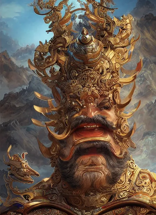 Image similar to digital painting of chinese gods, by filipe pagliuso and justin gerard symmetric, fantasy, highly detailed, realistic, intricate port