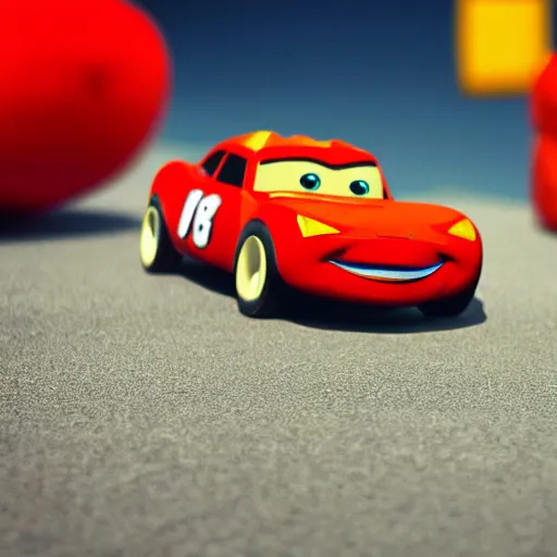 Prompt: black lightning mcqueen, claymation, 8 k, cgosociety,