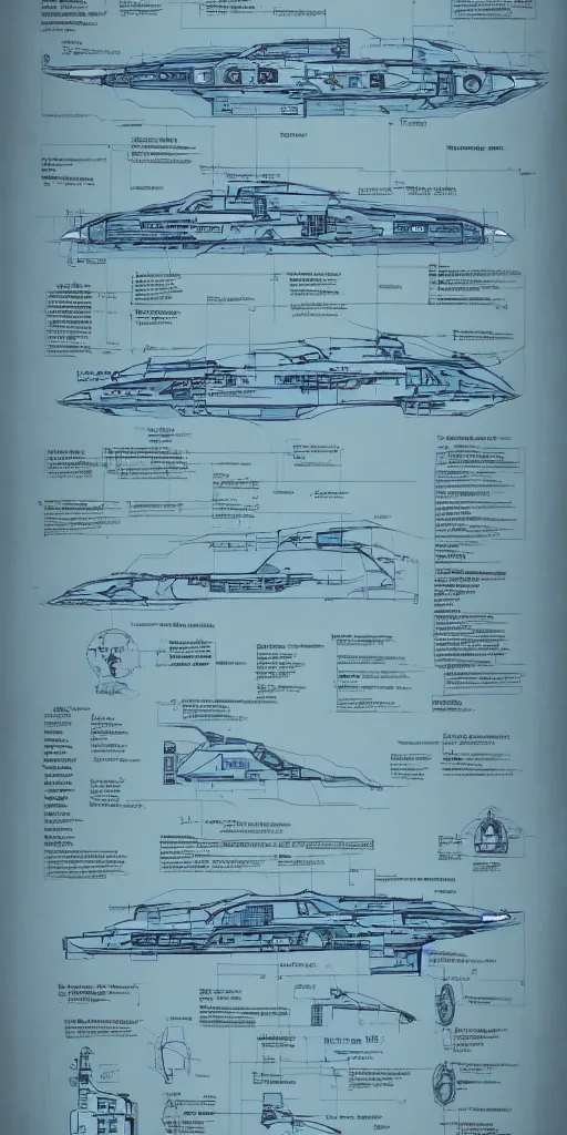 Prompt: detailed infographic blueprint of a spaceship in the style of eve online