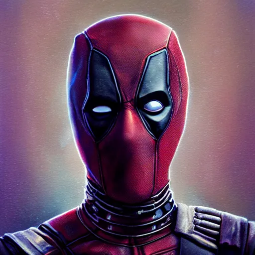 Image similar to portrait of Deadpool, cameras, melting ,8k,by tristan eaton,Stanley Artgermm,Tom Bagshaw,Greg Rutkowski,Carne Griffiths, Ayami Kojima, Beksinski, Giger,trending on DeviantArt,face enhance,hyper detailed,minimalist,cybernetic, android, blade runner,full of colour W 1024