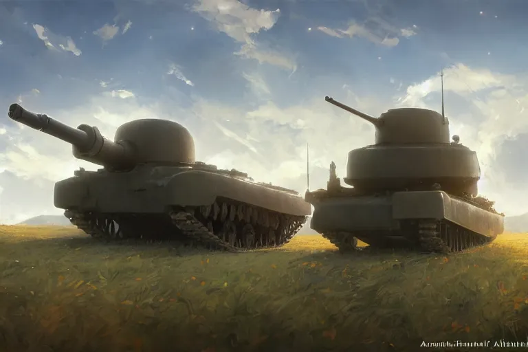 Image similar to a church built on top of a tank. in an open field. key visual, conceptart, ambient lighting, highly detailed, digital painting, artstation, concept art, sharp focus, by makoto shinkai and akihiko yoshida and greg manchess