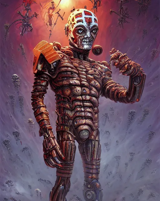 Image similar to cyborg freddy krueger, by antonio j. manzanedo, giger, alex grey, android jones, wayne barlowe, philippe druillet, raymond swanland, cyril rolando, josephine wall, harumi hironaka, trending on artstation