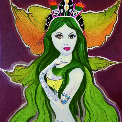 Image similar to painting of the princess of cannabis,