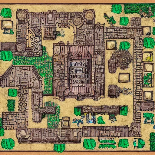 Image similar to map of a dungeon in waterdeep, isometric, detailed, game, dungeons and dragons