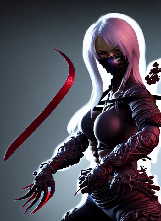 Prompt: studio portrait of ninja gaiden female, human structure, concept art, intricate detail, art and illustration by a. k. a limha lekan a. k. a maxx soul and irakli nadar and alexandre ferra, global illumination