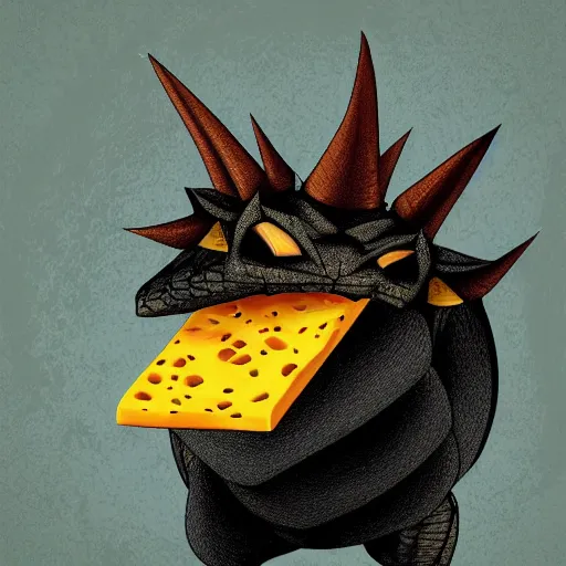 Prompt: cheese dragon, digital art