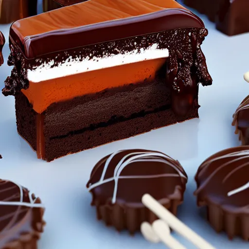 Image similar to a jello chocolate candy lollipop snickers bar icecream cake muffin jaffa marshmallow nougat waffle candy gummy jelly sandwich, volumetric lighting, octane render, unreal engine, 8k, hd, perfect, decadent, maple syrup, drizzled chocolate sauce, smothered in melted chocolate, covered in sprinkles, highly detailed, stroopwaffel