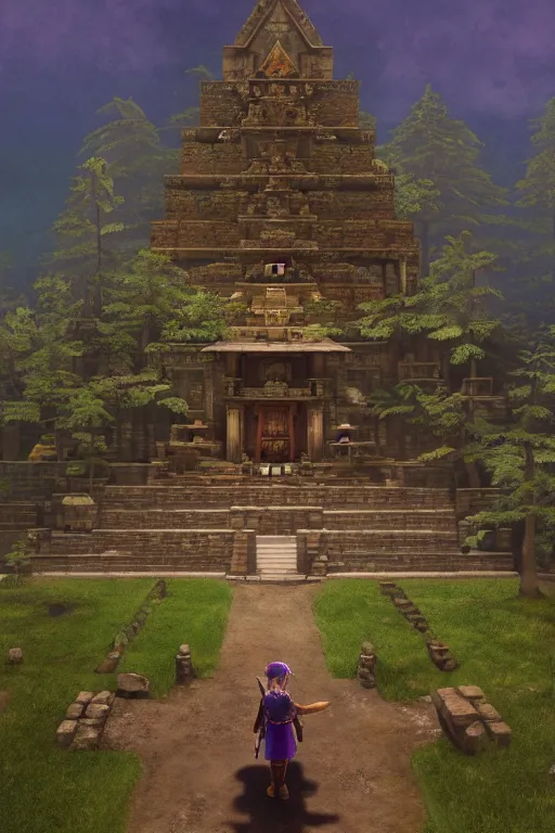 Prompt: Legend of Zelda Majora’s box artwork of a temple by Gregory Crewdson, Matte painting, trending on artstation and unreal engine