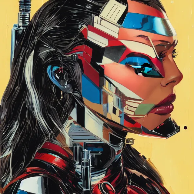 Image similar to portrait of a female android, by MARVEL comics and Sandra Chevrier, 8k