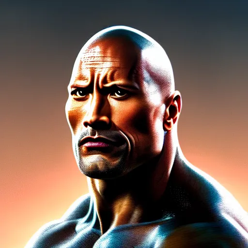 Prompt: portrait of dwayne johnson, expressive pose, futuristic, highly detailed, digital painting, artstation, concept art, smooth, sharp focus, by quentin tarantino