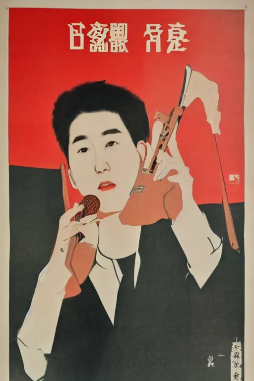 Prompt: cai xukun, 1 9 6 0 s soviet poster