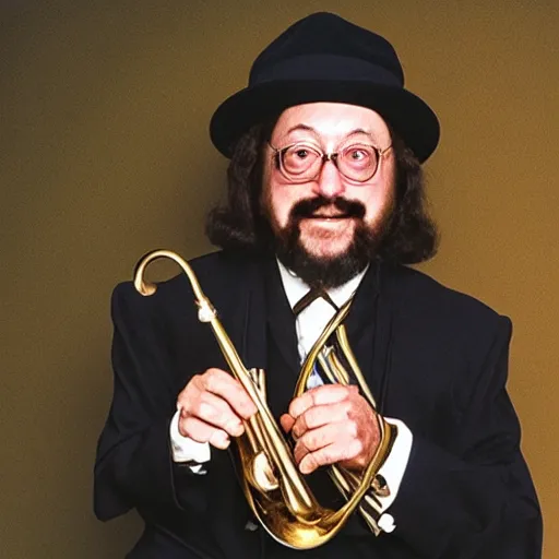 Image similar to photo of chuck mangione hugging his flugelhorn