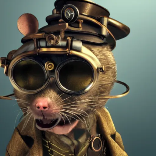 Prompt: a rat with steampunk googles, with CRYENGINE