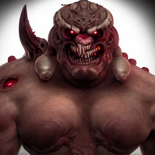 Image similar to mancubus from doom eternal, photography