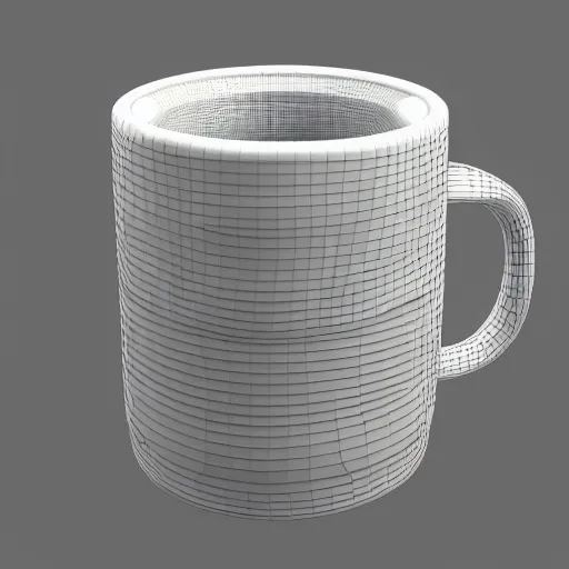 Prompt: 3 d model of a unique mug design, blender render, fully in frame