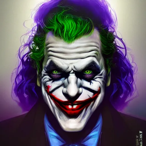 Prompt: The Joker from the suicide quad, full body shot, fantasy, medieval, vivid colors, elegant, concept art, sharp focus, beautiful face, digital art, Hyper-realistic, 4K, Unreal Engine, Highly Detailed, HD, Dramatic Lighting by Brom, trending on Artstation