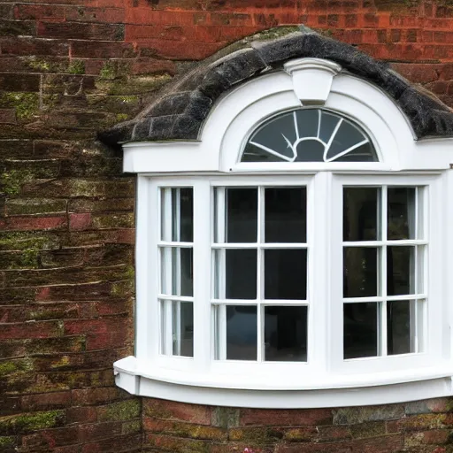 Image similar to single triangular or round sash window on a british wall