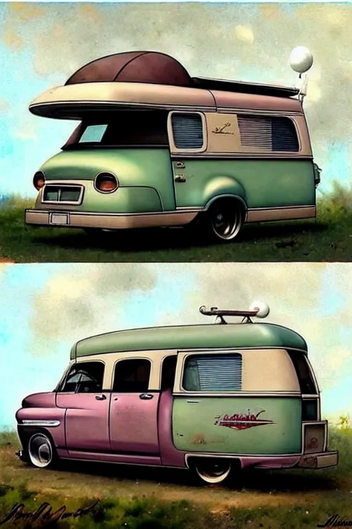 Prompt: ( ( ( ( ( 1 9 5 0 s retro rv ratrod camper. muted colors. ) ) ) ) ) by jean - baptiste monge!!!!!!!!!!!!!!!!!!!!!!!!!!!!!!